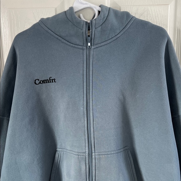 Comfrt Cloud Zip Up Hoodie Blue Willow Size S Unisex Heavyweight Sweater - Picture 4 of 10